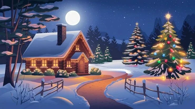 Christmas house and Christmas trees! Christmas house and Christmas trees!