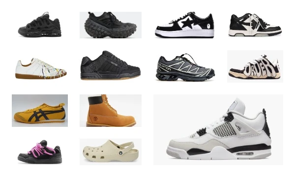In this test, you can choose your favorite pair of shoes from popular brands (Nike, Adidas, New Balance, DC, Asics, Converse, Vans, Crocs, New Rock, Fila, Skechers, Timberland, Balenciaga, etc.)