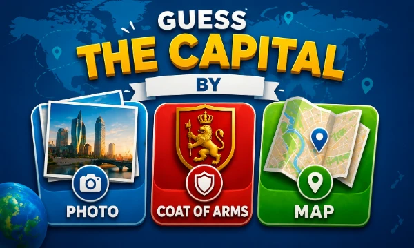 Do you know the capitals of the states well? Do you recognize the city from the photo, do you remember the coat of arms of the country and where the capital is located on the map?