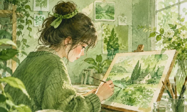 Explore the quiet beauty of green through a watercolor lens. Let the test slow your pace and delight your eye — and by the end, choose the shade that feels like yours. 
