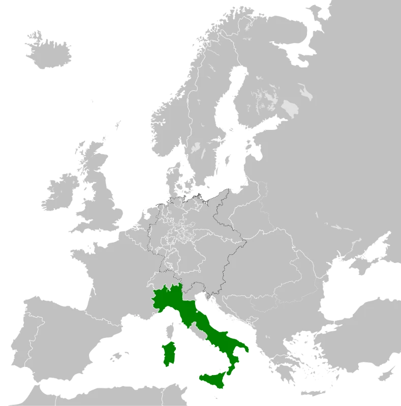 The territory of Italy in 1861 The territory of Italy in 1861