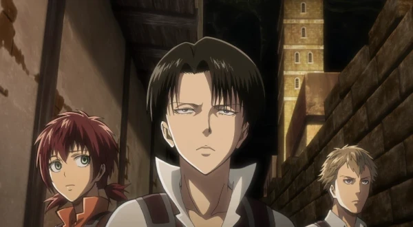 A shot from an OVA series about Levi Ackerman's past A shot from an OVA series about Levi Ackerman's past