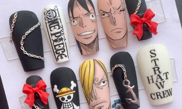 Here are presented the nails with anime designs. You will need to choose the design that you like the most.