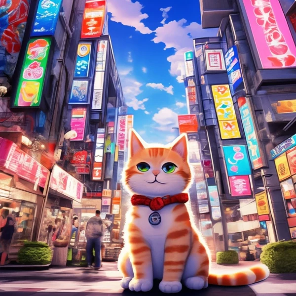 I forced the neural network, under threat of death penalty, to generate images of cats in costumes or places associated with different countries. Choose the best and most beautiful cat for you.