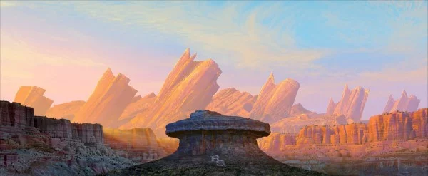 In Cars, many people pay attention to the plot and the race. But few people notice the beautiful backgrounds and artwork for the cartoon. Here's an aesthetic for you