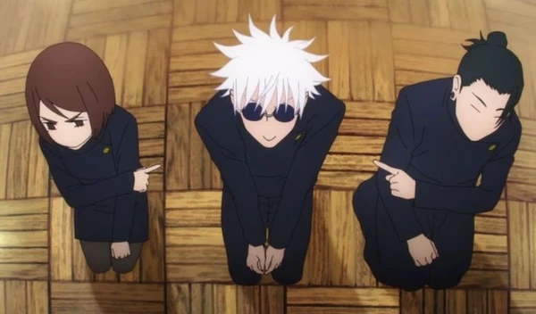 The test is in English. 
All characters from the manga are counted (not including the module and all shikigami).
Most of the characters were taken from the Jujutsu Kaisen Wiki.
